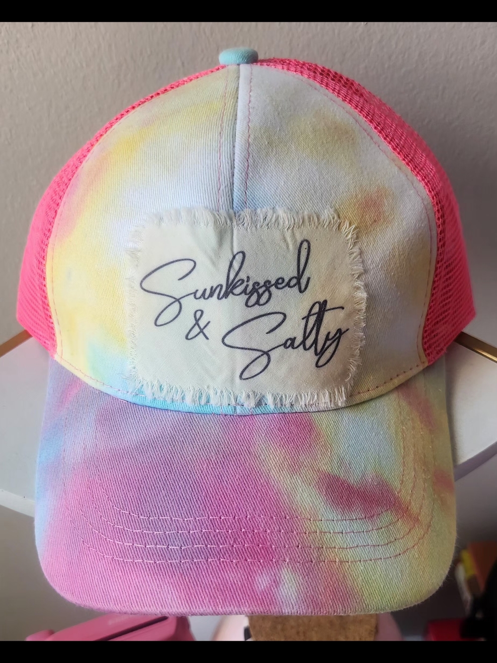 Sunkissed & Salty Tie-Dye Pink Mesh Trucker Hat